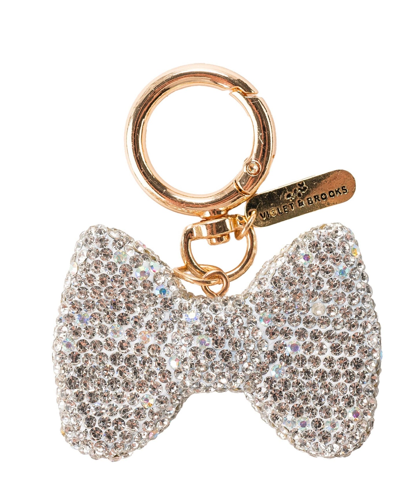 Bow Tie Crystal Bag Charm: Crystal - Pink Peonies