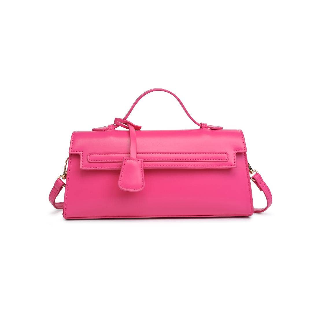 Top Handle Adjustable Crossbody Bag: Fuchsia - Pink Peonies