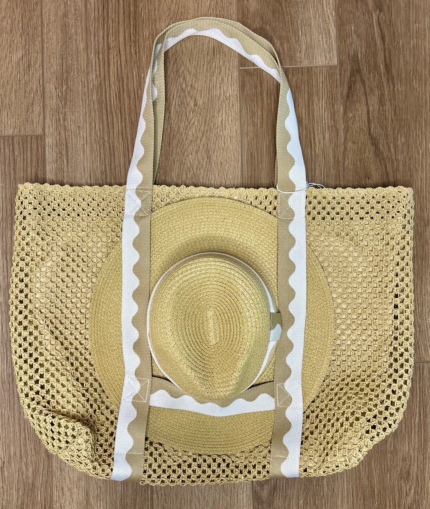 Sand Antigua Beach Tote and Hat Set - Pink Peonies