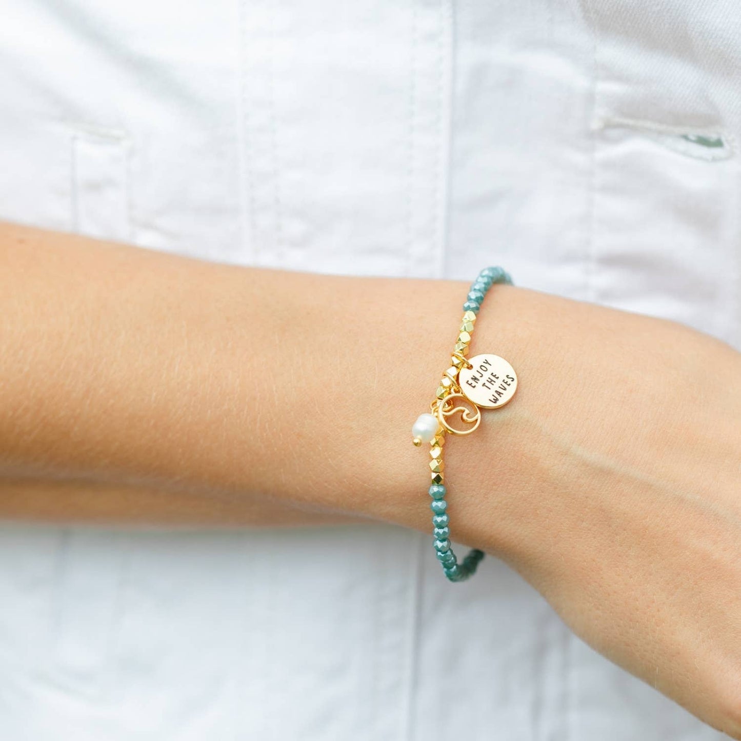 Enjoy The Waves Bracelet - Pink Peonies