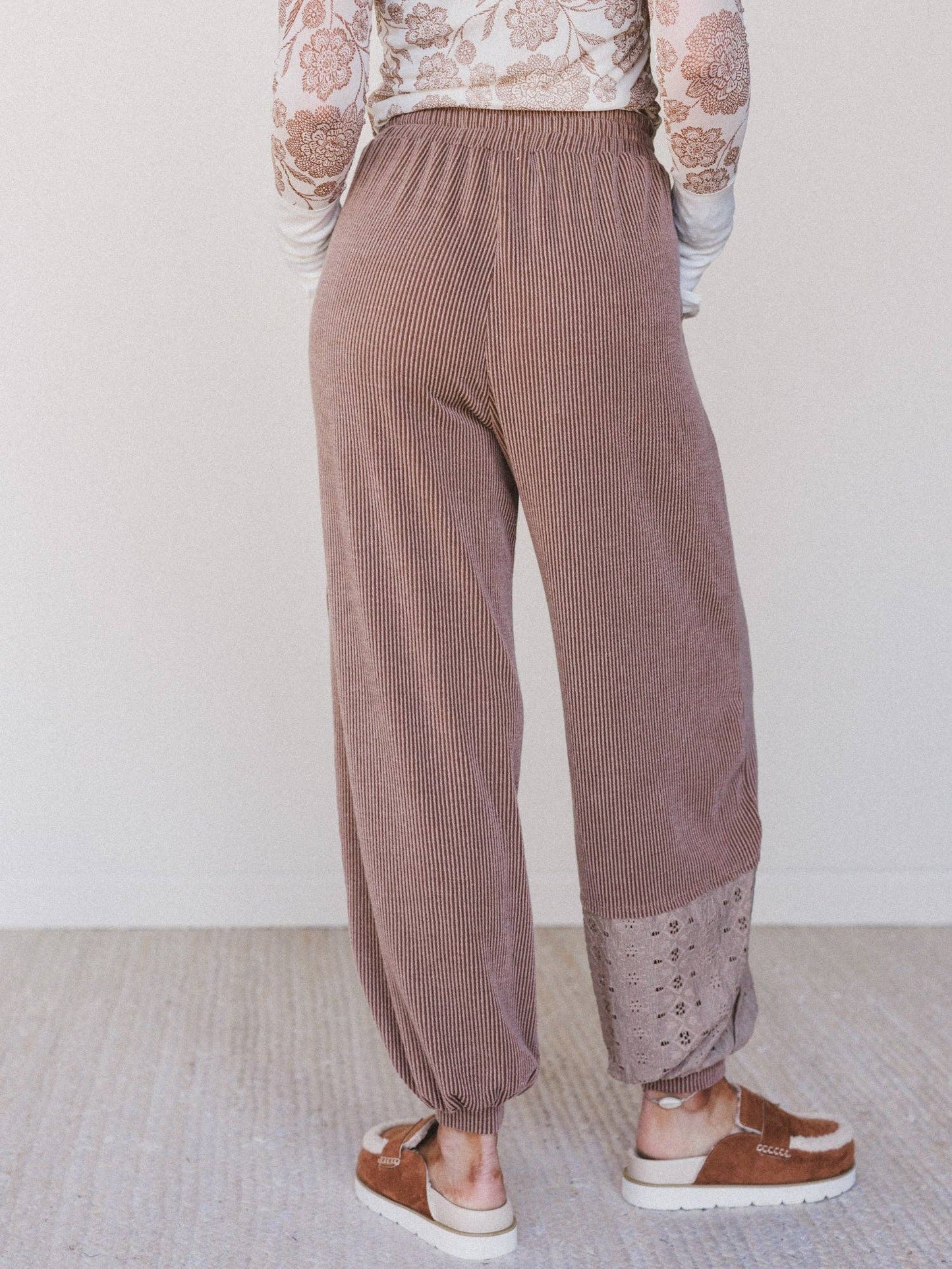 Weekend Warrior Boho Joggers - Pink Peonies