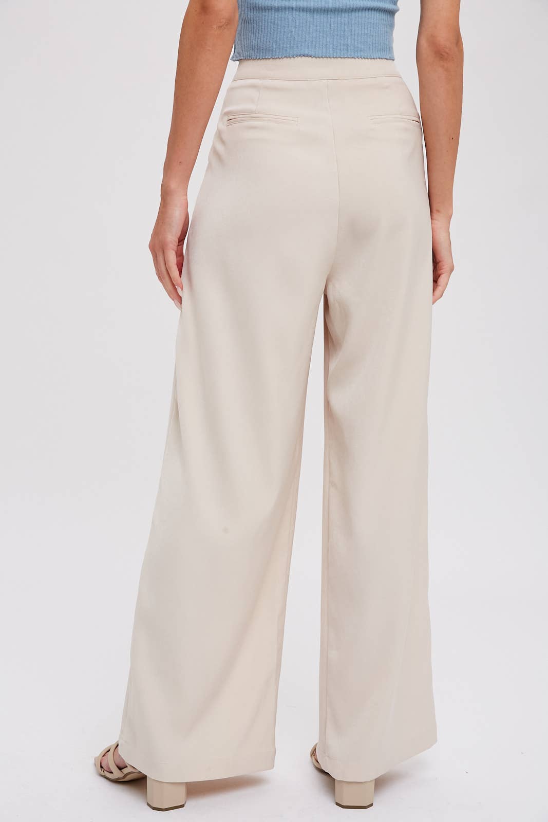 Pintuck Wide Leg Pants - Pink Peonies
