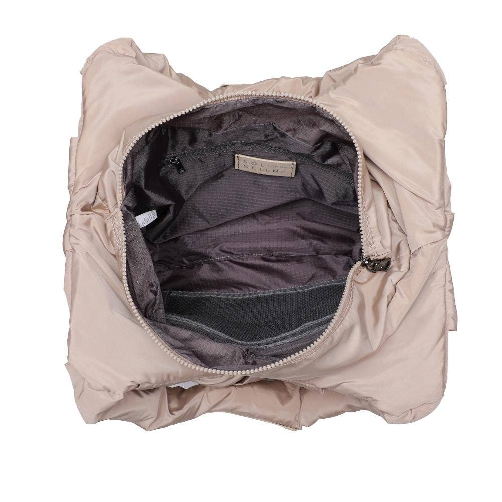 Illumine Woven Nylon Tote: Nude - Pink Peonies