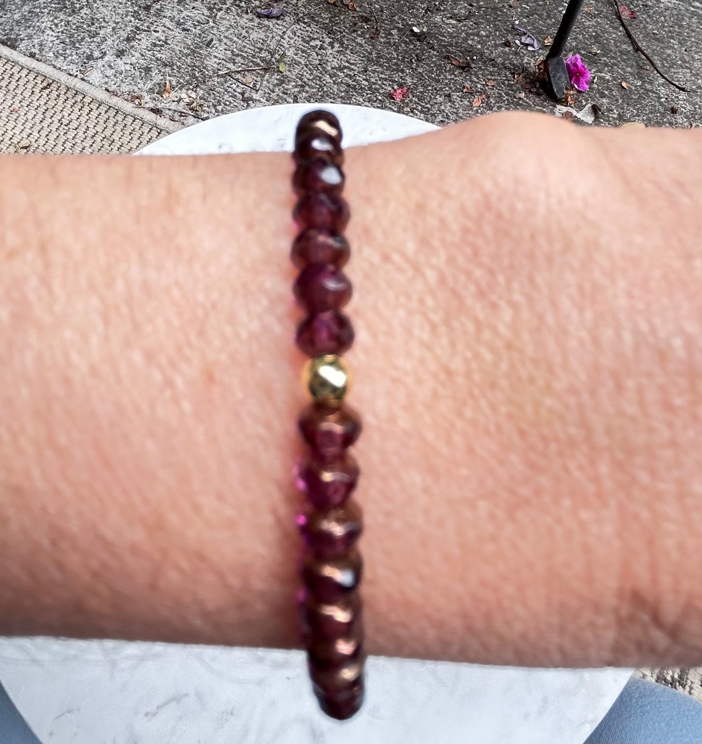 Crystal Beaded Bracelet: Wine