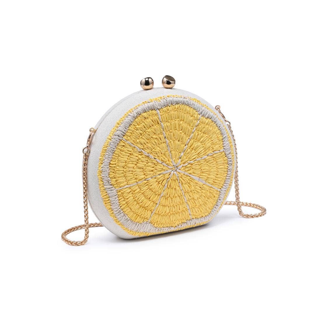 Lemon Evening Bag: Lemon - Pink Peonies