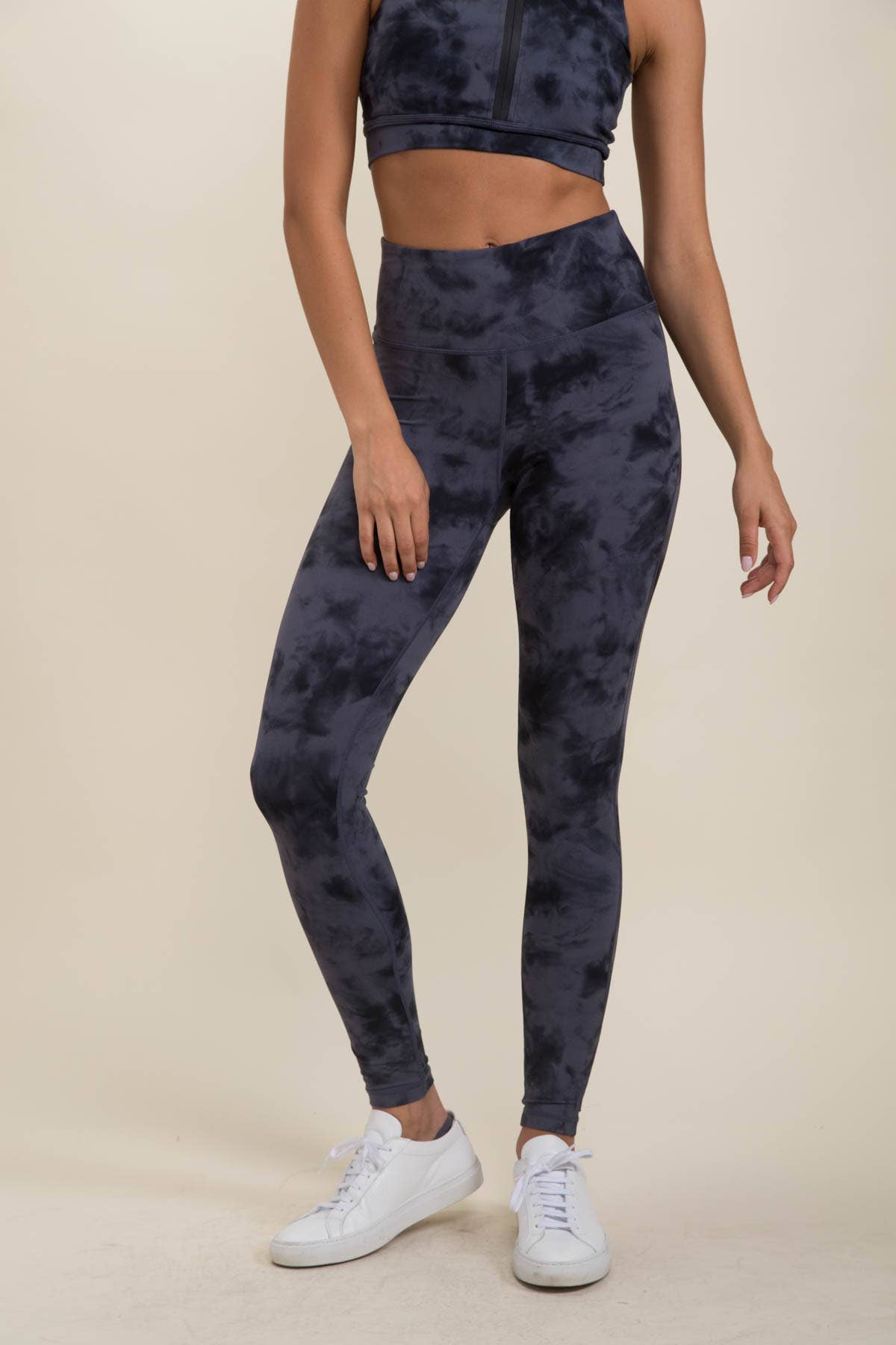 Tie-Dye High-Waisted Leggings - Pink Peonies
