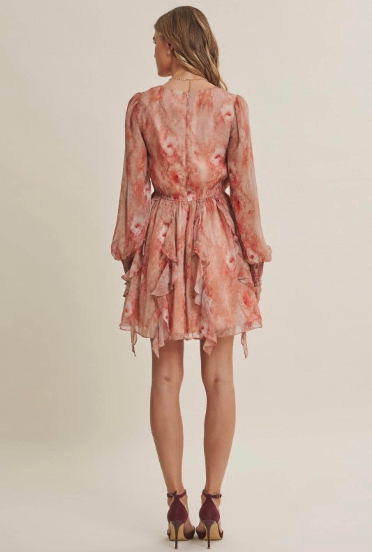 Petal Glow Floral Ruffle Mini Dress