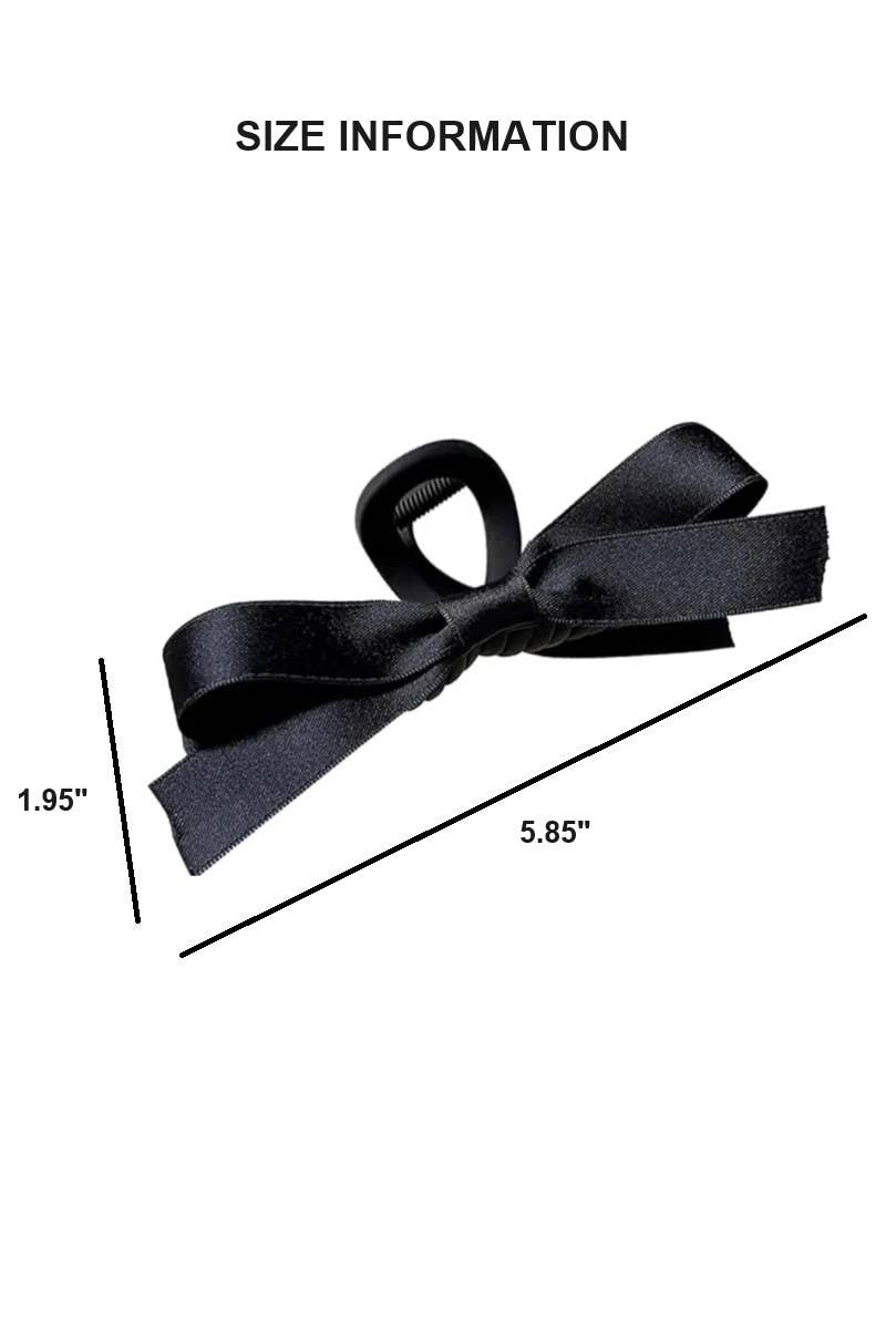 Silk Ribbon Bow Hair Claw Clip : Black or Ivory - Pink Peonies