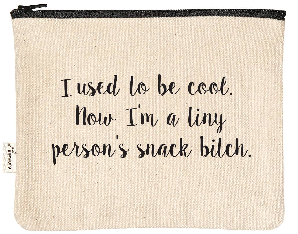 7.5" Canvas Zipper Pouch: Someone's Snack Bitch - Pink Peonies