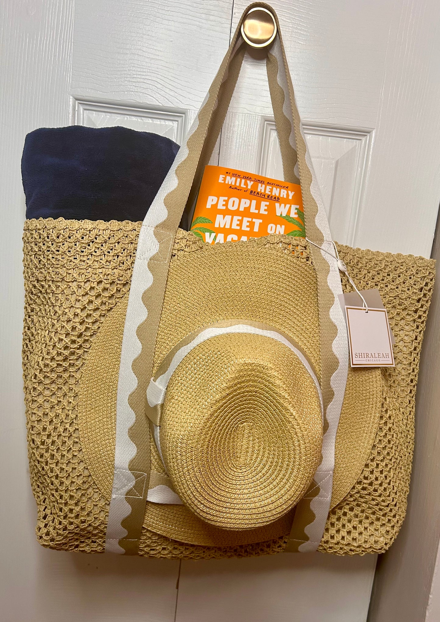 Sand Antigua Beach Tote and Hat Set - Pink Peonies