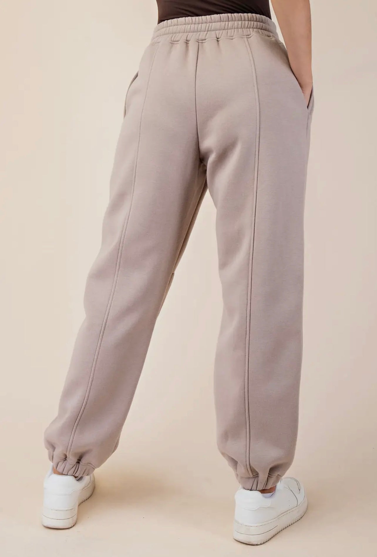 French Terry Fleece Jogger Sweatpants - Pink Peonies