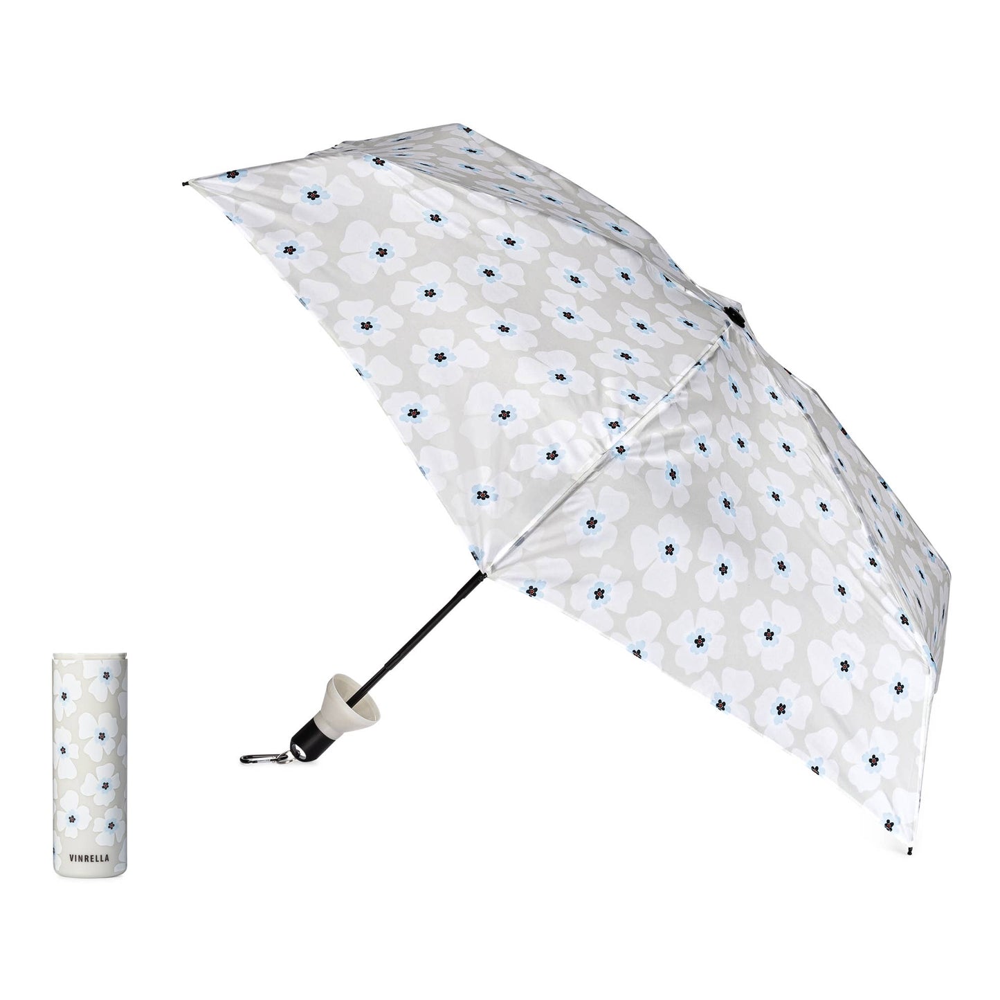 Nikki on Gray Water Bottle Umbrella - Pink Peonies