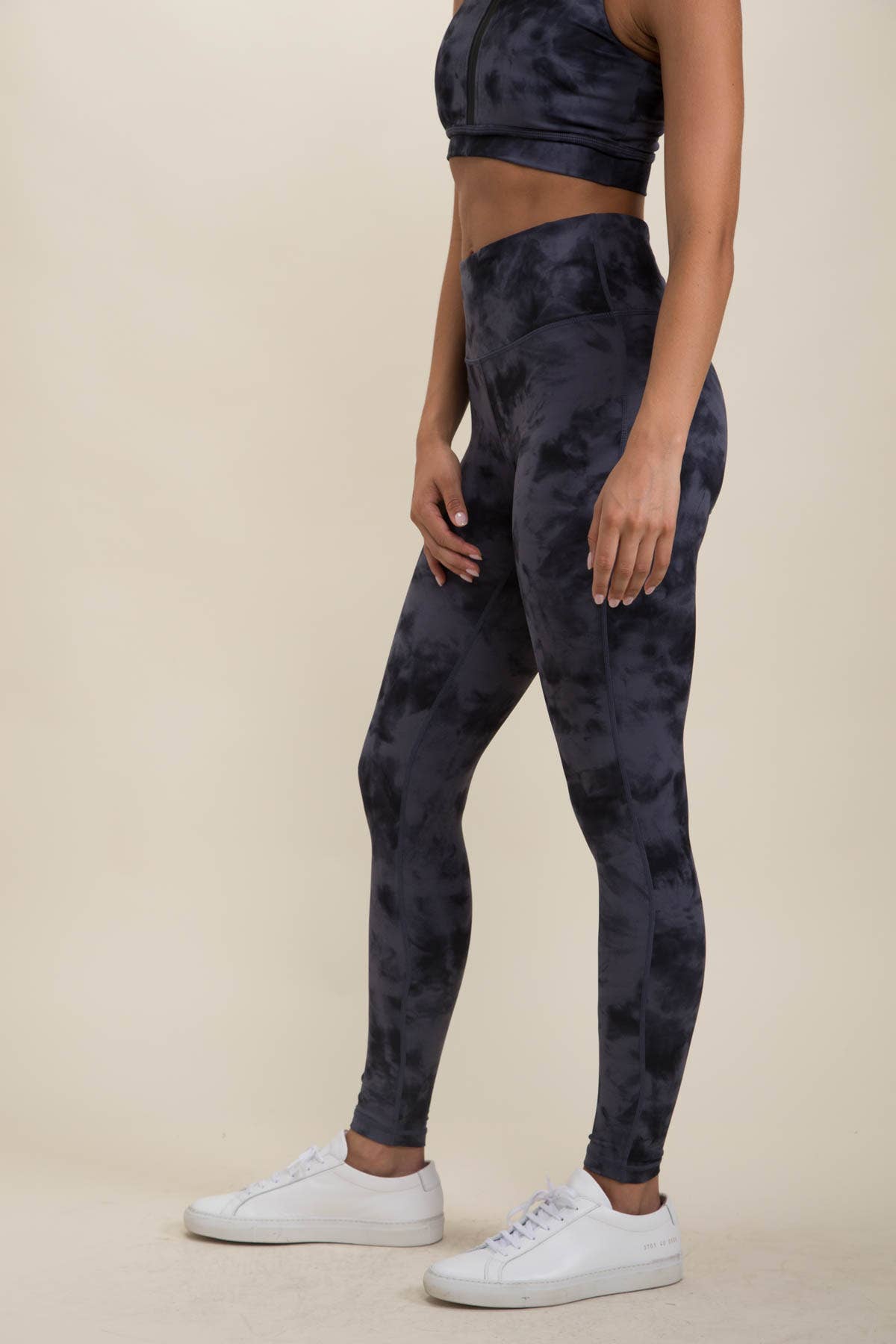 Tie-Dye High-Waisted Leggings - Pink Peonies