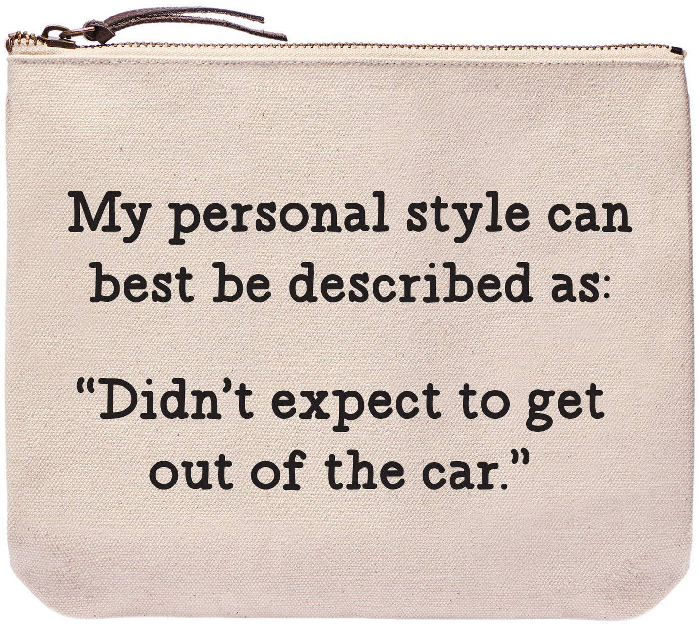 9" Canvas Zipper Pouch: Didn't Expect to Get Out of the Car - Pink Peonies