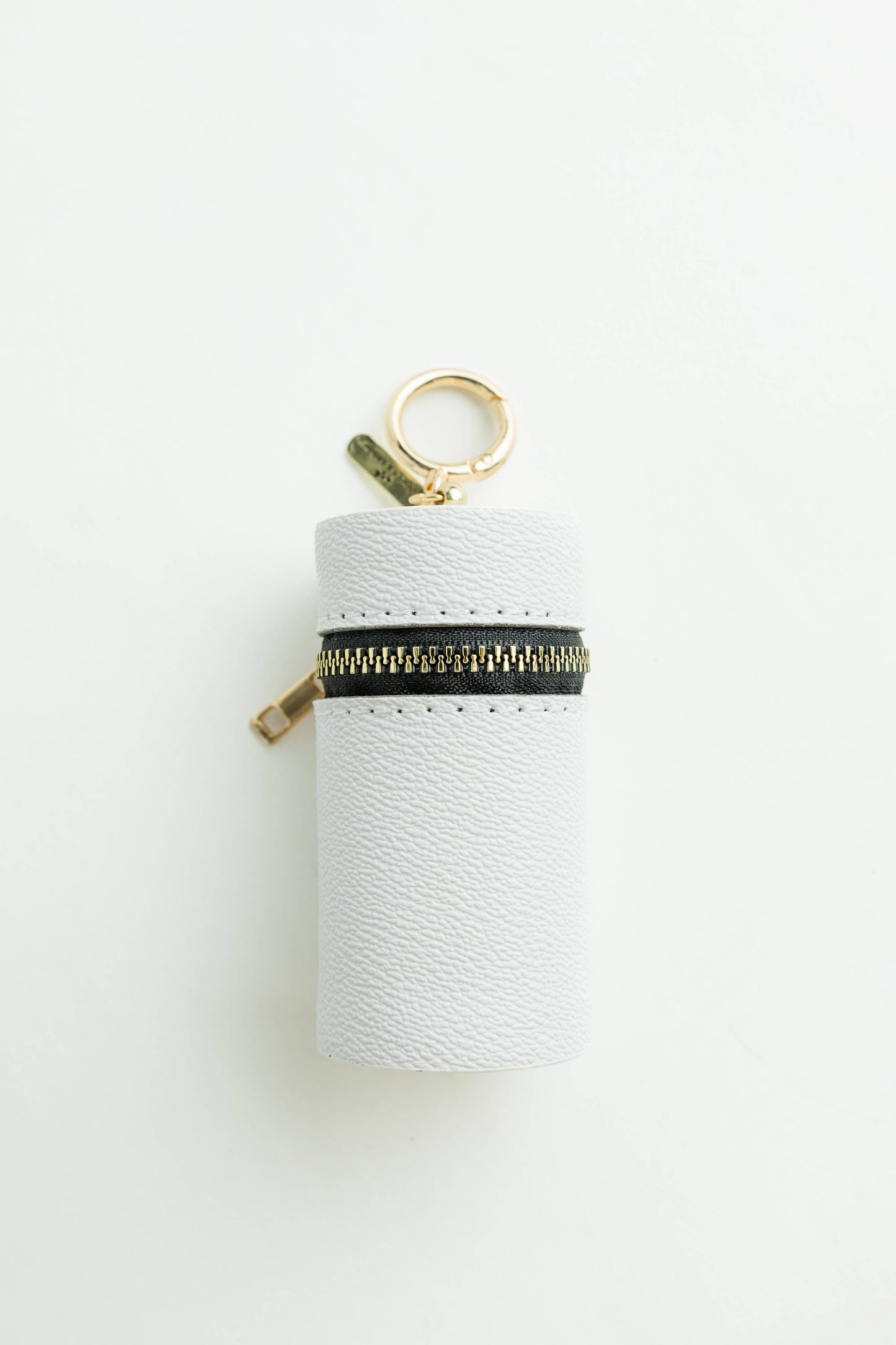 Lipstick Pouch Bag Charm: White - Pink Peonies