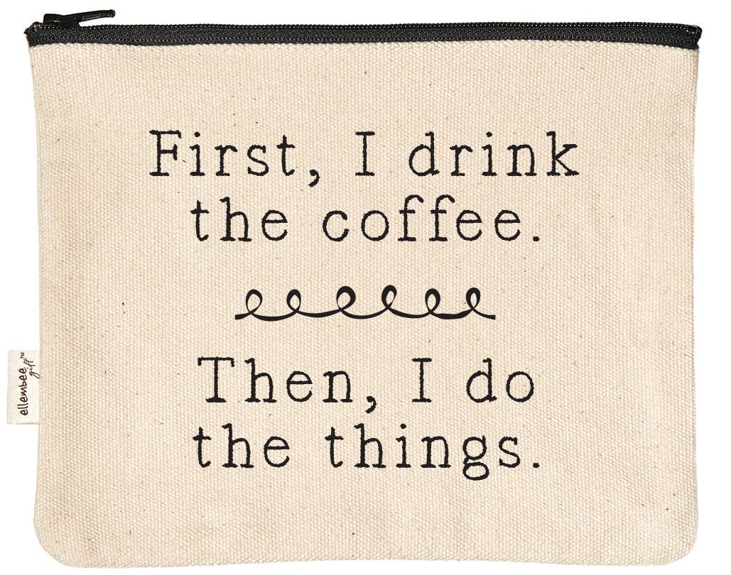 Canvas Zipper Pouch: Coffee Drinker