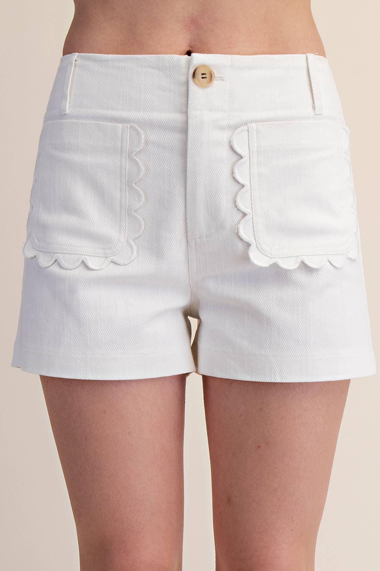 Colette Shorts Scallop Detail Pocket - Pink Peonies