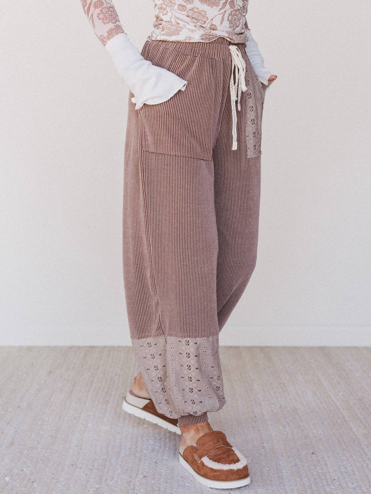 Weekend Warrior Boho Joggers - Pink Peonies