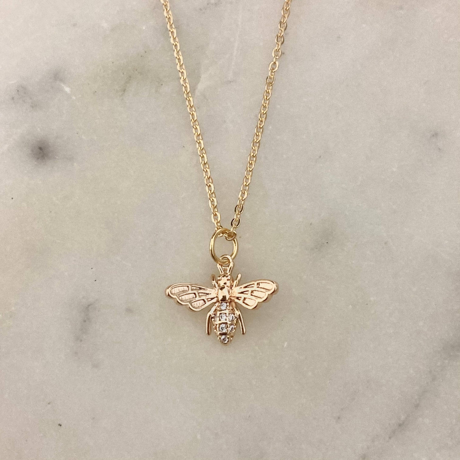 Honey Bee Queen Bee Pendant Charm chain necklace  - Pink Peonies