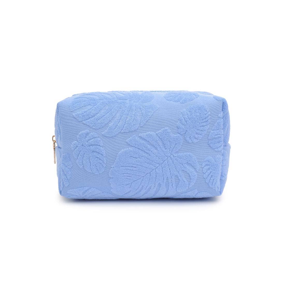Palm Breeze Cosmetic & Travel Organizer Pouch: Light Blue - Pink Peonies