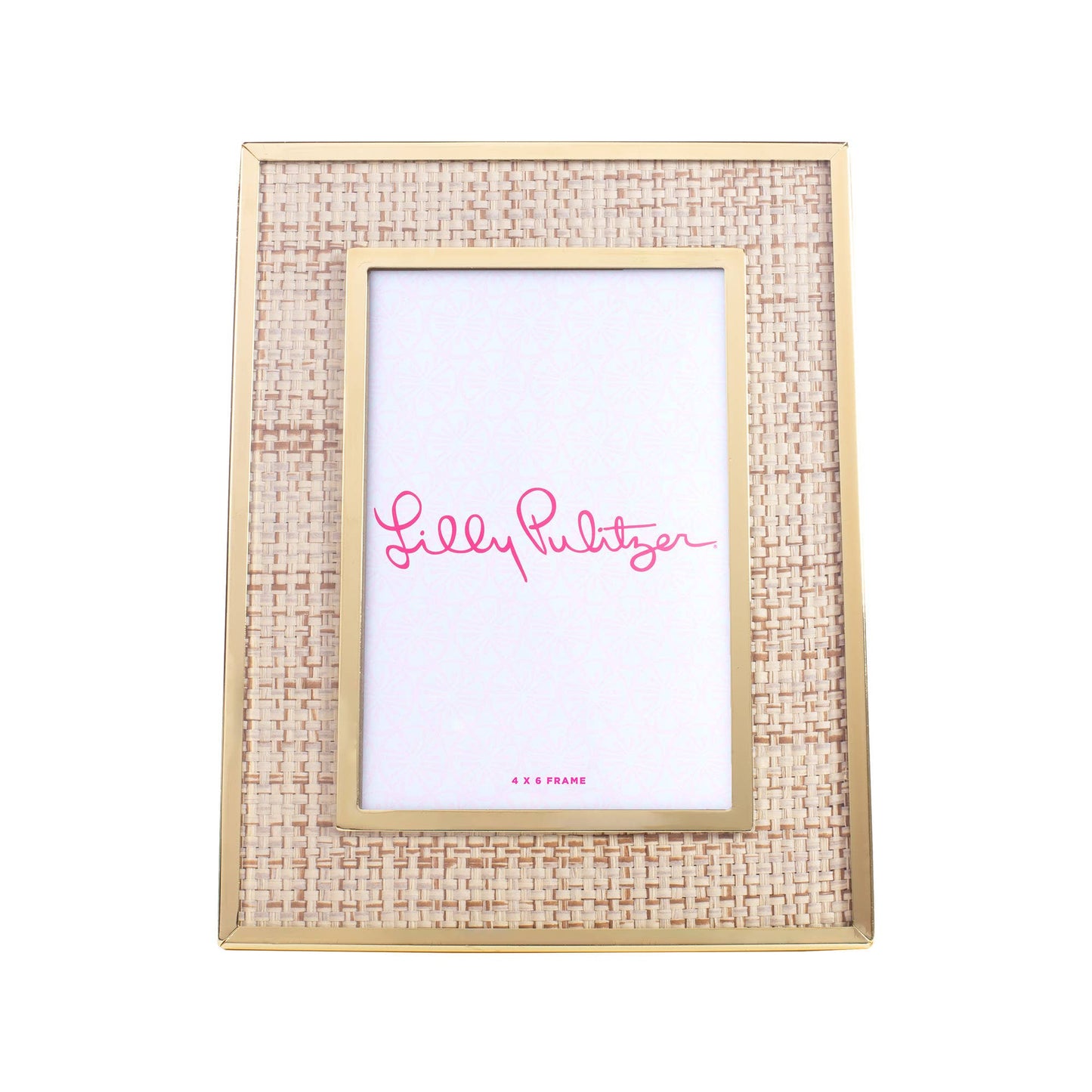 Medium Picture Frame, Raffia Mat - Pink Peonies