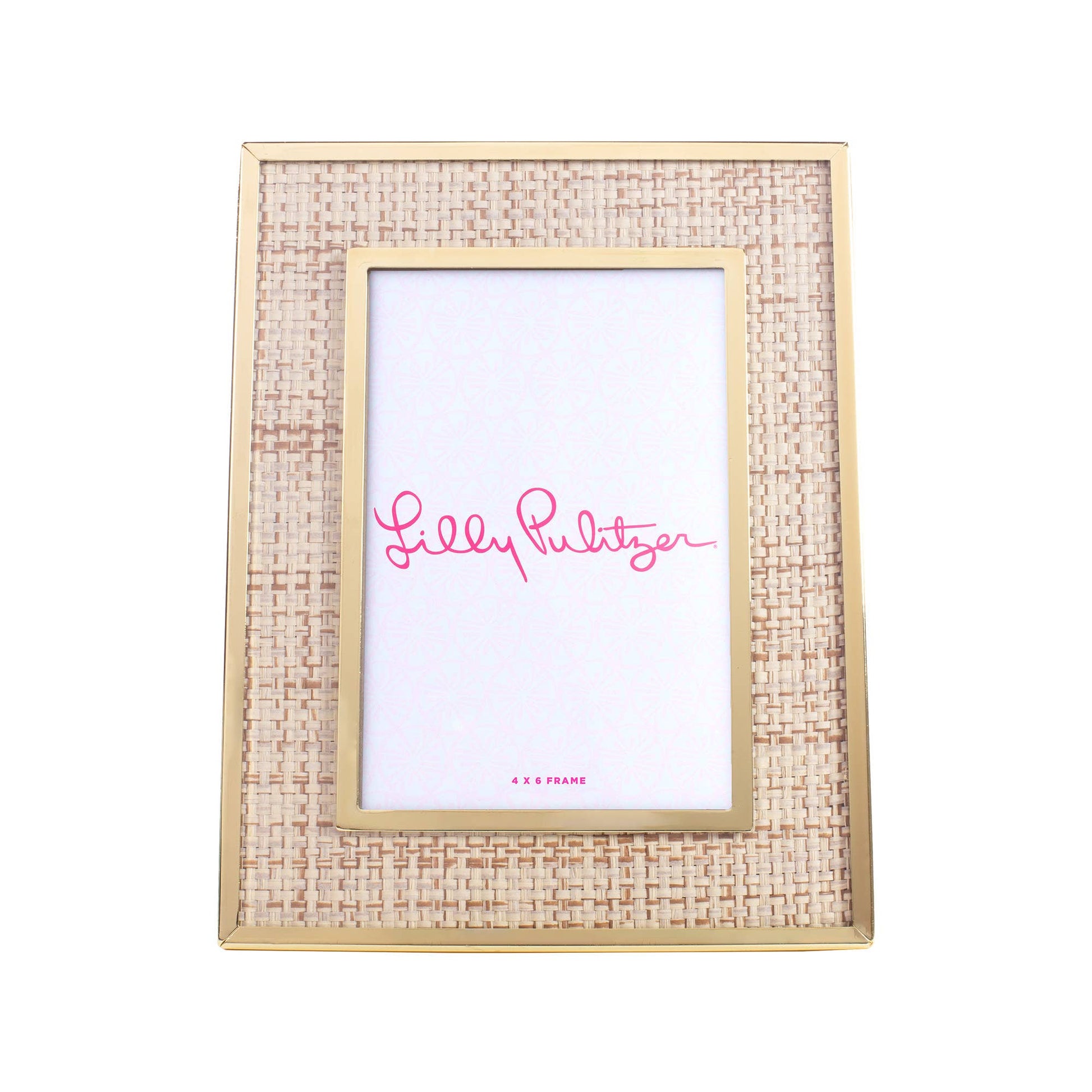 Medium Picture Frame, Raffia Mat - Pink Peonies