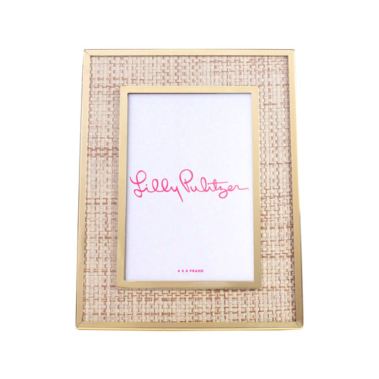 Medium Picture Frame, Raffia Mat - Pink Peonies