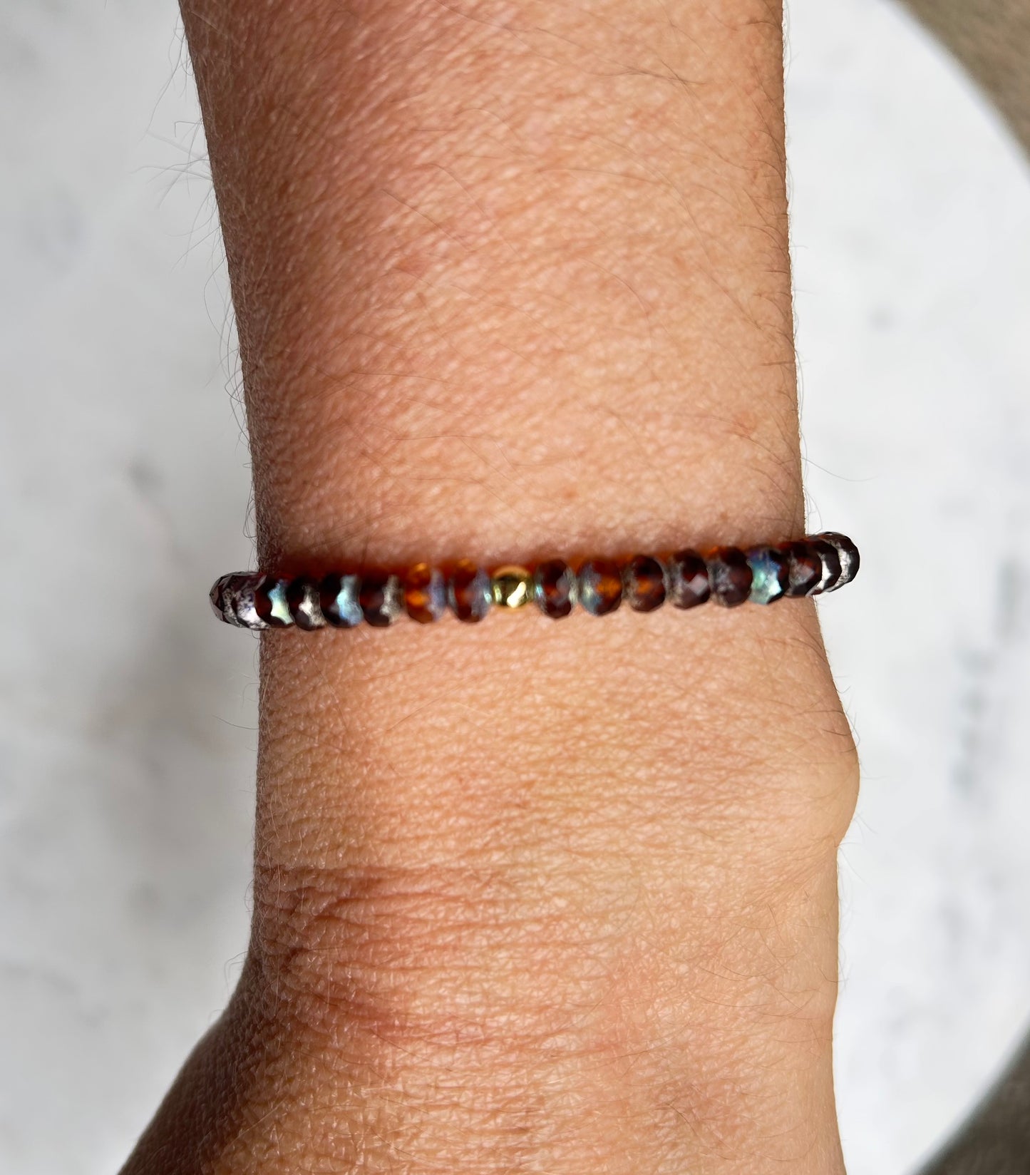 Beaded Crystal Bracelet: Rootbeer