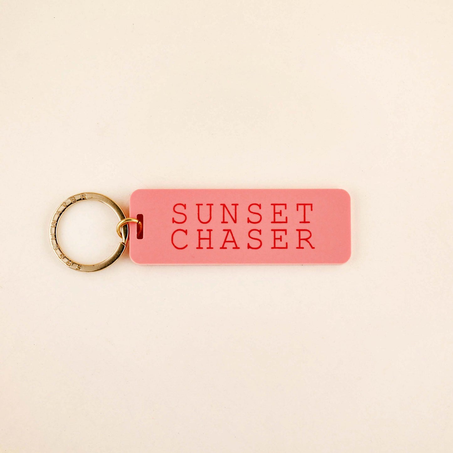 Sunset Chaser Rectangle Keychain - Pink Peonies