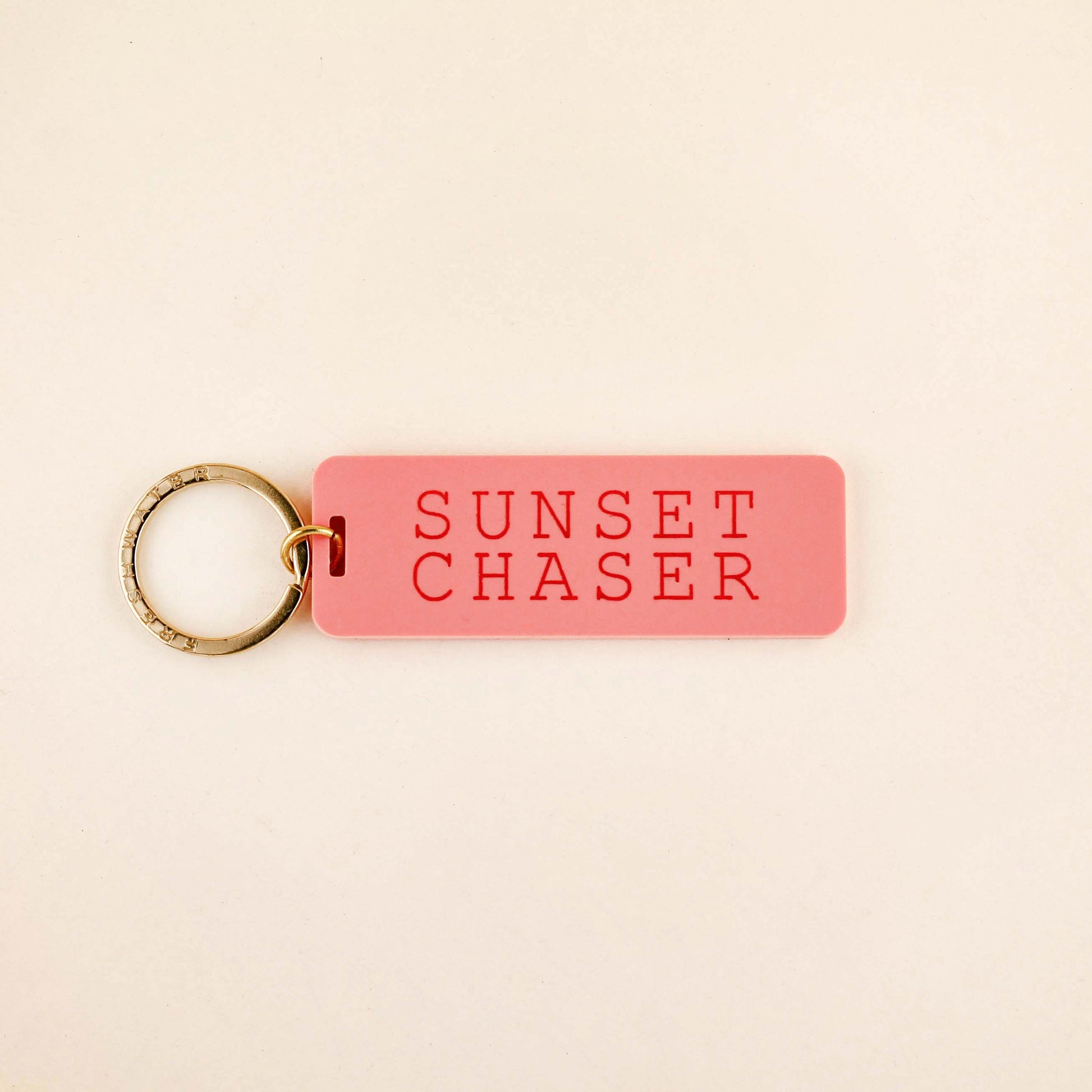 Sunset Chaser Rectangle Keychain - Pink Peonies