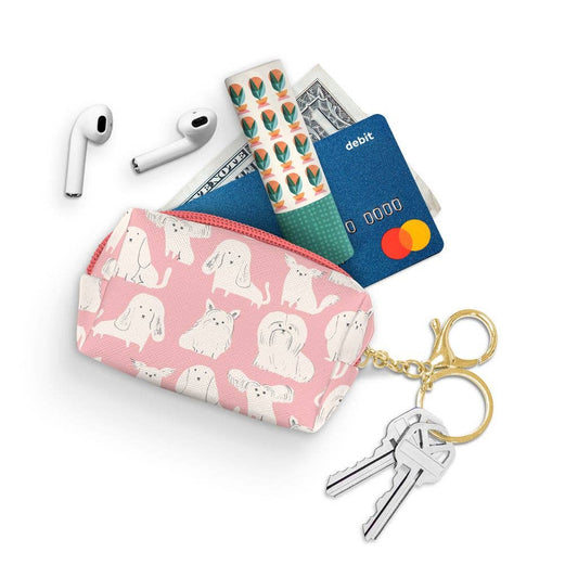 Watchdogs Key Chain Pouch - Pink Peonies