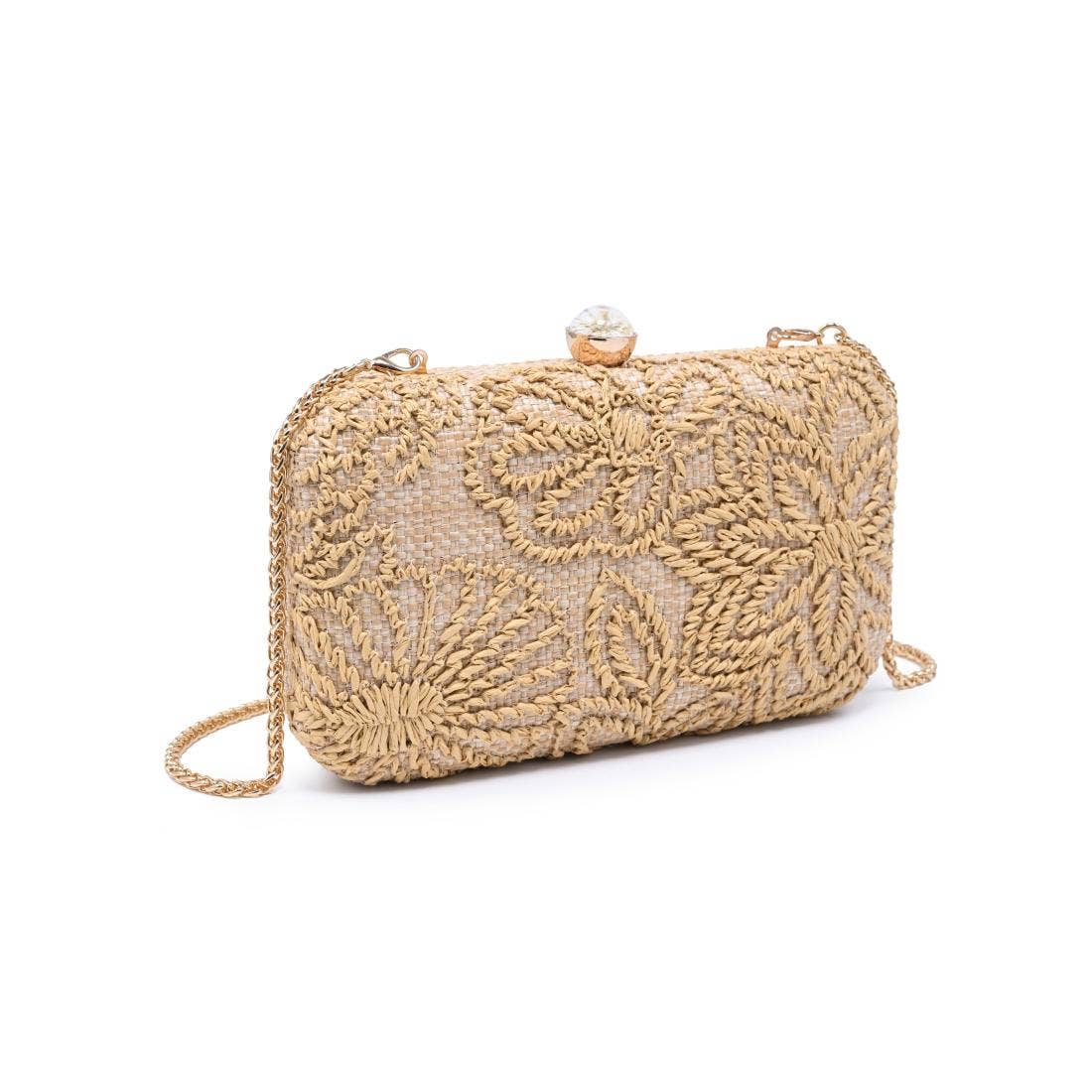 Carter Evening Bag: Natural - Pink Peonies