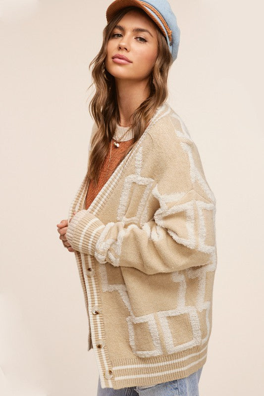 Oversized Reina Cardigan Sweater: Brown, Oatmeal or Green