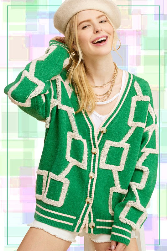 Oversized Reina Cardigan Sweater: Brown, Oatmeal or Green