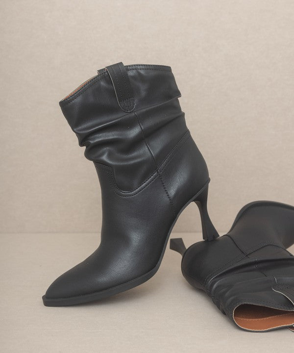 OASIS SOCIETY Riga - Western Inspired Slouch Boots: Black or Beige