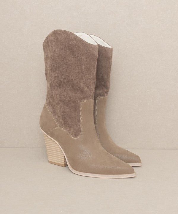 OASIS SOCIETY Marseille - Loose Fit Western Boots: White, Camel or Dark Taupe