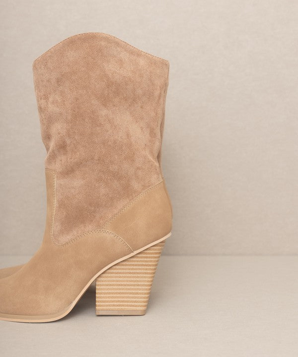 OASIS SOCIETY Marseille - Loose Fit Western Boots: White, Camel or Dark Taupe