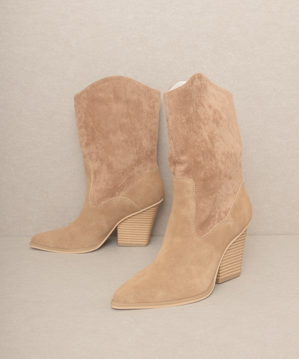 OASIS SOCIETY Marseille - Loose Fit Western Boots: White, Camel or Dark Taupe