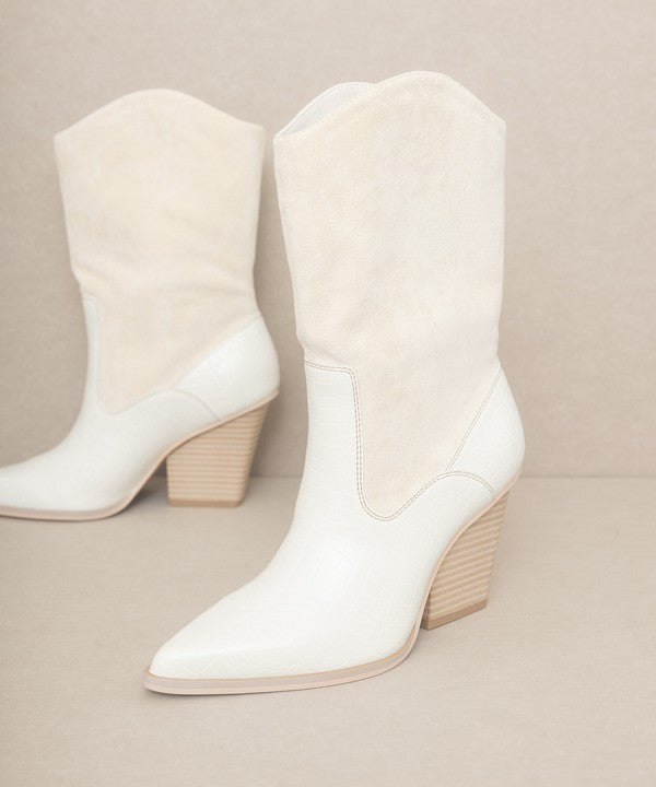 OASIS SOCIETY Marseille - Loose Fit Western Boots: White, Camel or Dark Taupe