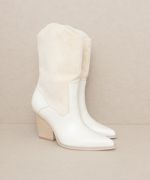 OASIS SOCIETY Marseille - Loose Fit Western Boots: White, Camel or Dark Taupe