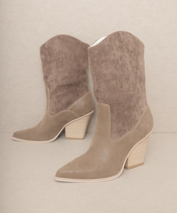 OASIS SOCIETY Marseille - Loose Fit Western Boots: White, Camel or Dark Taupe