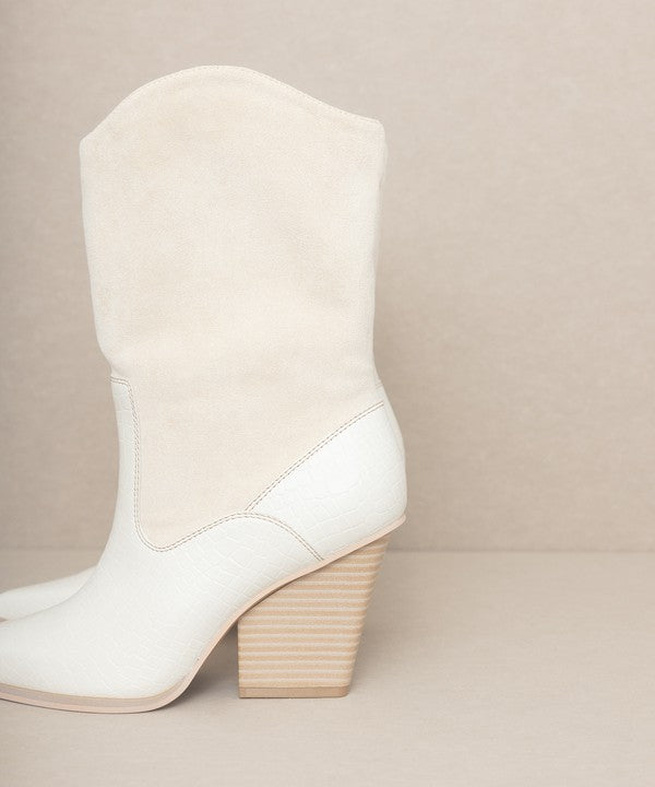 OASIS SOCIETY Marseille - Loose Fit Western Boots: White, Camel or Dark Taupe