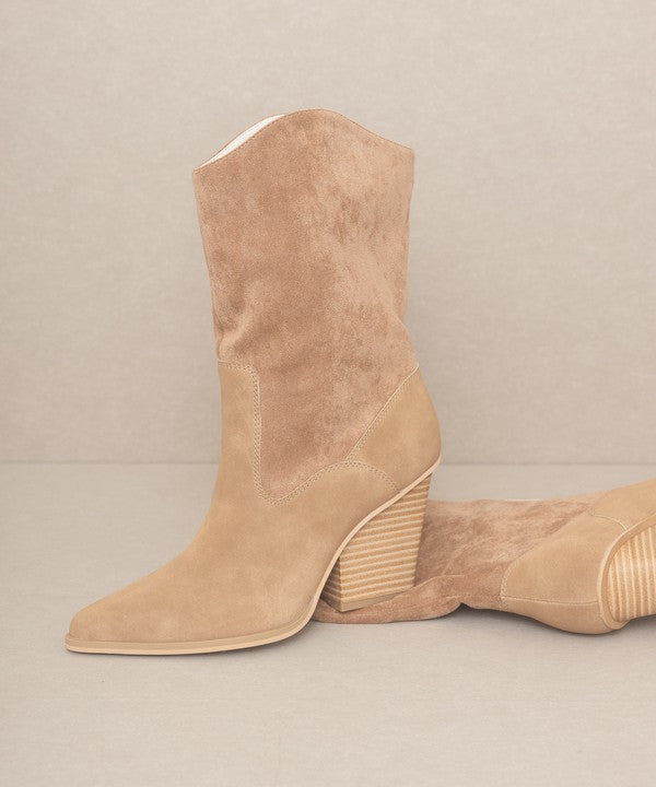 OASIS SOCIETY Marseille - Loose Fit Western Boots: White, Camel or Dark Taupe