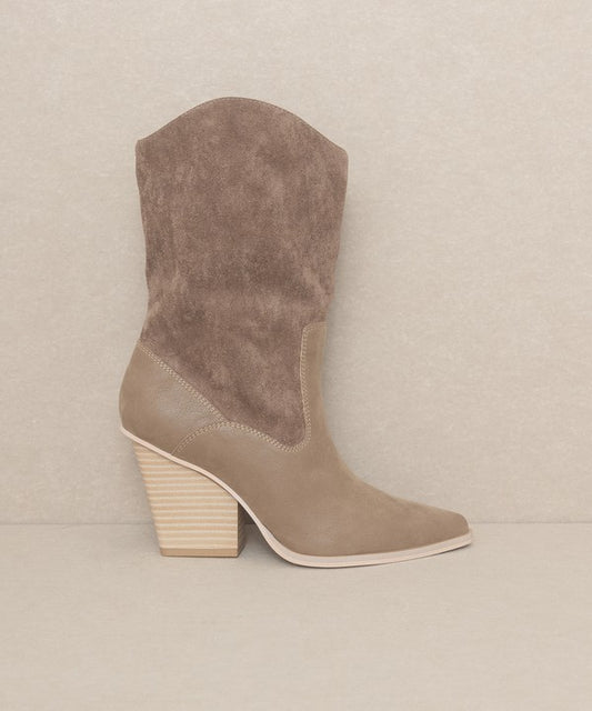 OASIS SOCIETY Marseille - Loose Fit Western Boots: White, Camel or Dark Taupe