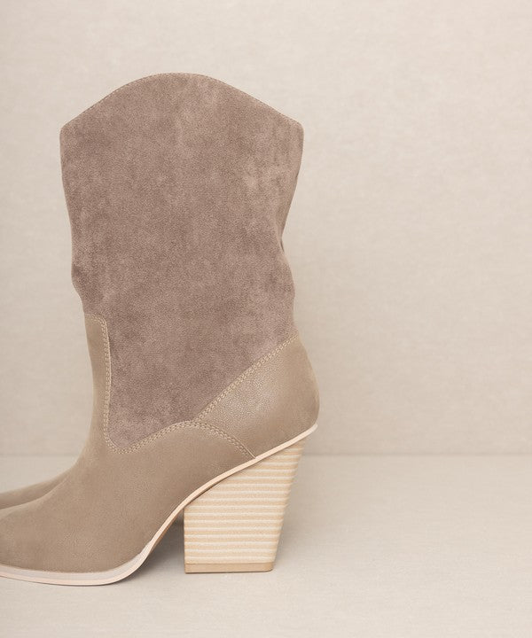 OASIS SOCIETY Marseille - Loose Fit Western Boots: White, Camel or Dark Taupe