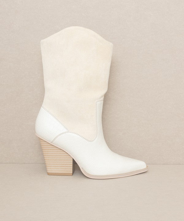 OASIS SOCIETY Marseille - Loose Fit Western Boots: White, Camel or Dark Taupe