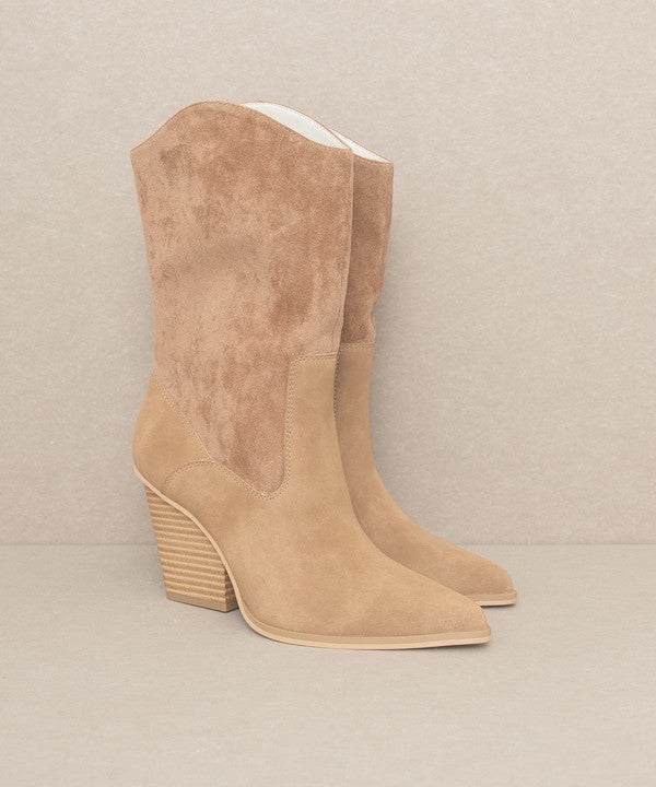 OASIS SOCIETY Marseille - Loose Fit Western Boots: White, Camel or Dark Taupe