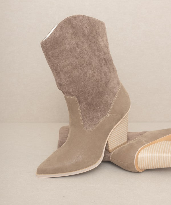 OASIS SOCIETY Marseille - Loose Fit Western Boots: White, Camel or Dark Taupe