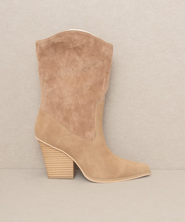 OASIS SOCIETY Marseille - Loose Fit Western Boots: White, Camel or Dark Taupe