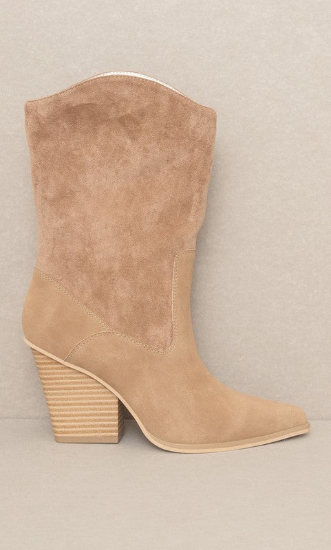 OASIS SOCIETY Marseille - Loose Fit Western Boots: White, Camel or Dark Taupe